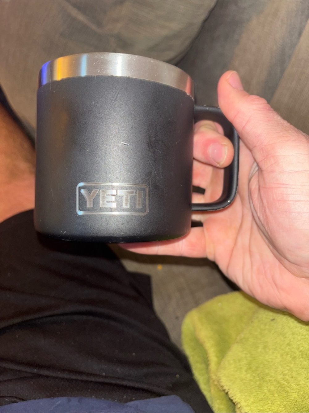 Yeti Black Travel Mug with Stainless Rim